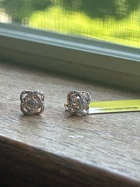 Sterling Silver Floral Cluster Stud Earrings - Silver